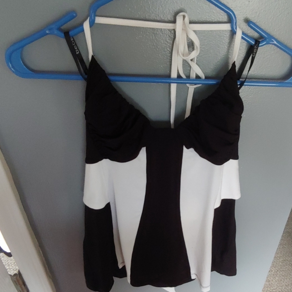 bebe Retro Halter Top with Cutout Back